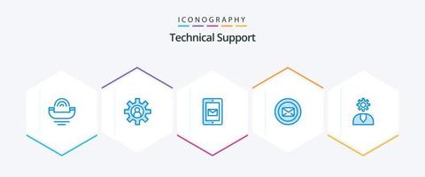 Technical Support 25 Blue icon pack including typing. support. support. message. support vector