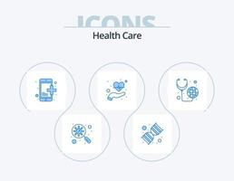 Health Care Blue Icon Pack 5 Icon Design. health care. heart beat. app. heart. care vector