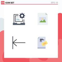 Group of 4 Flat Icons Signs and Symbols for code home development file pass Editable Vector Design Elements