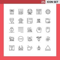 Mobile Interface Line Set of 25 Pictograms of marketing business user advertising hardware Editable Vector Design Elements