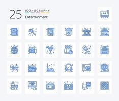 Entertainment 25 Blue Color icon pack including snack. popcorn. surprise. like. study vector