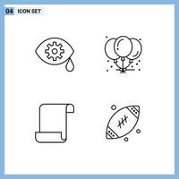 Mobile Interface Line Set of 4 Pictograms of correction script balloons party father Editable Vector Design Elements