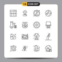 Set of 16 Vector Outlines on Grid for graph analysis management yin yin yang Editable Vector Design Elements