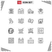 Universal Icon Symbols Group of 16 Modern Outlines of hearts network delivery hologram digital Editable Vector Design Elements