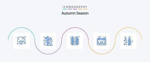 paquete de iconos de otoño azul 5 que incluye otoño. octubre. otoño. calendario. trigo vector