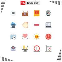 Set of 16 Modern UI Icons Symbols Signs for internet database board heartbeat medical Editable Pack of Creative Vector Design Elements