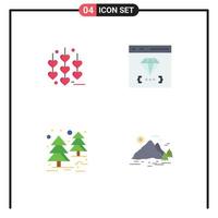 4 Universal Flat Icons Set for Web and Mobile Applications heart jungle app develop nature Editable Vector Design Elements