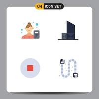Pack of 4 Modern Flat Icons Signs and Symbols for Web Print Media such as female security business analyst beach stop Editable Vector Design Elements