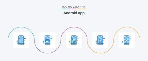 paquete de iconos azul 5 de la aplicación de Android que incluye un dispositivo. aplicación en línea aplicación compras. bolso vector
