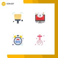 4 Thematic Vector Flat Icons and Editable Symbols of broom heart configuration options time Editable Vector Design Elements