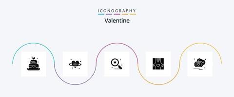 Valentine Glyph 5 Icon Pack Including love. love. heart. day. valentine vector