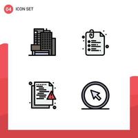 Universal Icon Symbols Group of 4 Modern Filledline Flat Colors of building network paper back to school security Editable Vector Design Elements