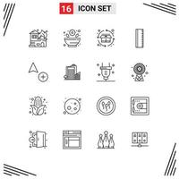 Modern Set of 16 Outlines and symbols such as building copy life cycle add ruler Editable Vector Design Elements