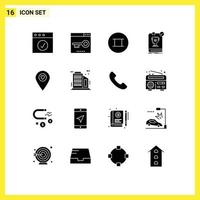 16 Universal Solid Glyph Signs Symbols of location rules ancient rule dominion Editable Vector Design Elements