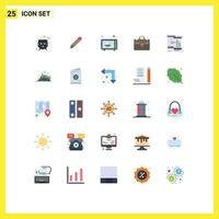 Set of 25 Commercial Flat Colors pack for management transfer electronics data tourist Editable Vector Design Elements