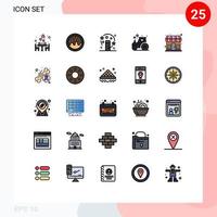 25 User Interface Filled line Flat Color Pack of modern Signs and Symbols of outlet tractor magic farming agriculture Editable Vector Design Elements