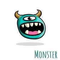 Hand drawn monster blue color vector