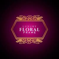 Luxury elegant circle floral frame golden round decorative corners vector