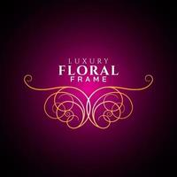 Luxury elegant circle floral frame golden round decorative corners vector