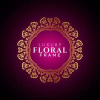 Luxury elegant circle floral frame golden round decorative corners vector