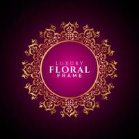 Luxury elegant circle floral frame golden round decorative corners vector
