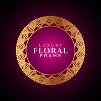 Luxury elegant circle floral frame golden round decorative corners vector