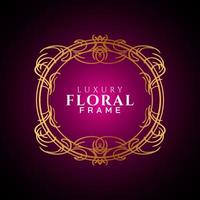 Luxury elegant circle floral frame golden round decorative corners vector