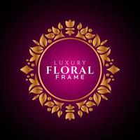 Luxury elegant circle floral frame golden round decorative corners vector