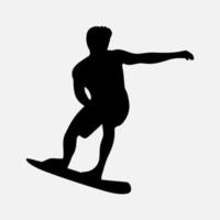 gráficos de ilustración de fondo blanco de vector de silueta de surfistas