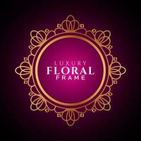 Luxury elegant circle floral frame golden round decorative corners vector