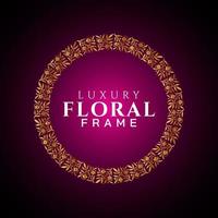 Luxury elegant circle floral frame golden round decorative corners vector
