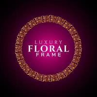 Luxury elegant circle floral frame golden round decorative corners vector
