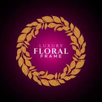 Luxury elegant circle floral frame golden round decorative corners vector