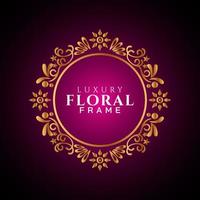 Luxury elegant circle floral frame golden round decorative corners vector