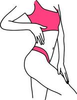 Beautiful human woman body drawing line art vector