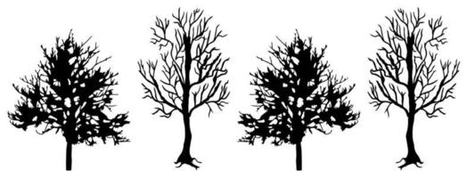 Bare tree Silhouette art vector design plant bare shape for websites, printing and others.