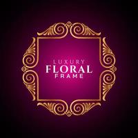 Luxury elegant circle floral frame golden round decorative corners vector