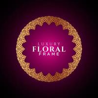Luxury elegant circle floral frame golden round decorative corners vector