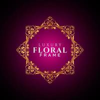Luxury elegant circle floral frame golden round decorative corners vector