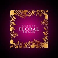 Luxury elegant circle floral frame golden round decorative corners vector