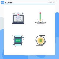 grupo de 4 signos y símbolos de iconos planos para elementos de diseño de vectores editables ssd de la pluma de inicio de la tarjeta boost