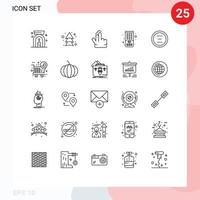 25 Universal Line Signs Symbols of interface circle gesture cancel remote Editable Vector Design Elements