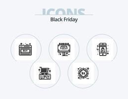 Black Friday Line Icon Pack 5 Icon Design. discount. invoice. sale. black friday. shopping vector