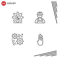 Pack of 4 Modern Filledline Flat Colors Signs and Symbols for Web Print Media such as earth finger builder development gesture Editable Vector Design Elements