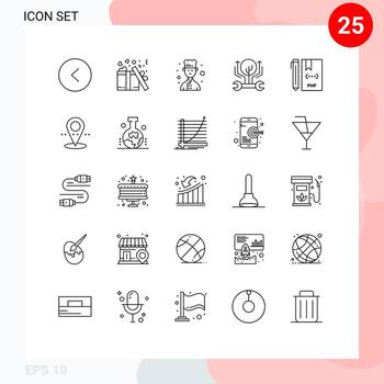 Line Pack of 25 Universal Symbols of development coding chef hacking growth Editable Vector Design Elements