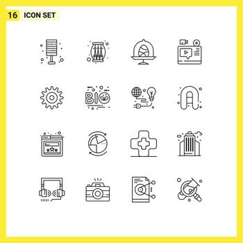 paquete de esquema de 16 símbolos universales de elementos de diseño de vector editable de pascua de registro de fiesta de blog tutorial