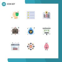 Group of 9 Modern Flat Colors Set for back to school environment investing drop person Editable Vector Design Elements