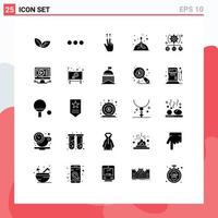 Pictogram Set of 25 Simple Solid Glyphs of todo science fingers lab burner Editable Vector Design Elements