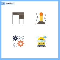 Universal Icon Symbols Group of 4 Modern Flat Icons of desk gear office pawn life Editable Vector Design Elements