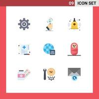 Set of 9 Modern UI Icons Symbols Signs for configuration document back to school medical health Editable Vector Design Elements